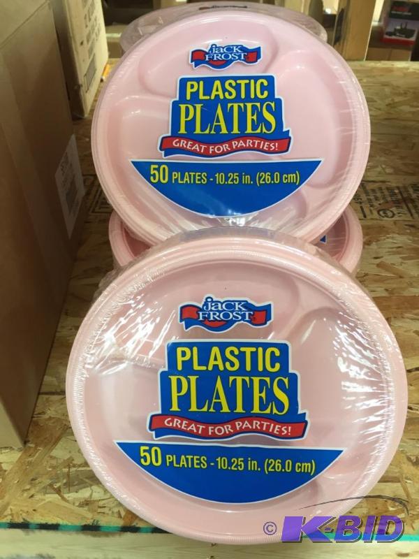 lot 62 image: 10.25 Pink Divided Dinner Plates