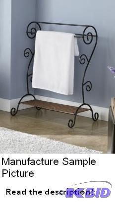 Black Scroll Bath Towel Rack - Sturdy metal f...