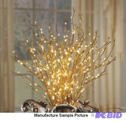 LED Lighted Tree - Goldtone branches dotted w...