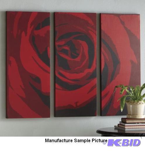 Three Piece Red Rose Wall Art - Screen-printe...