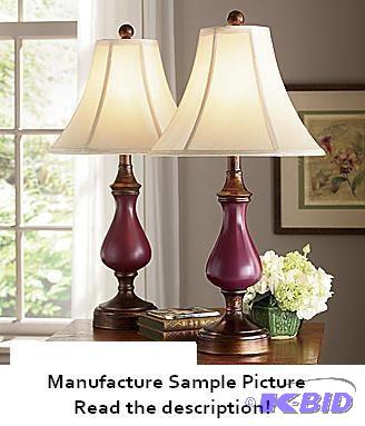 Pair Of Burgundy Lamps - One is a touch lamp ...