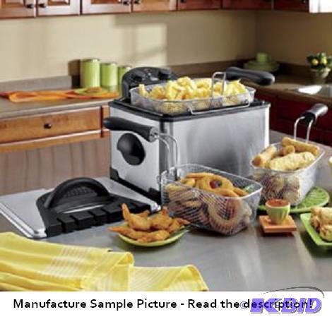 lot 41 image: 4-Quart 3-Basket Deep Fryer by Elite - Host a...