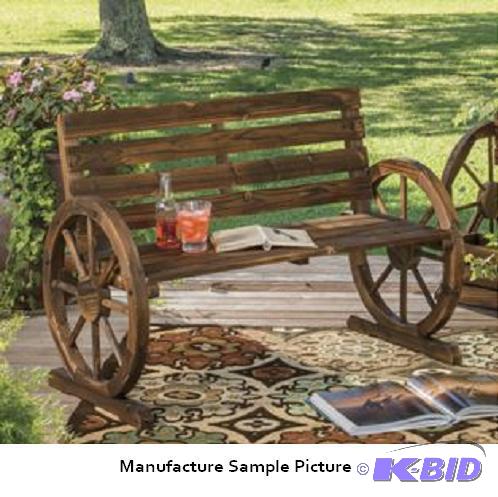 lot 51 image: Wagon Wheel Mini Bench -&nbspThis rustic min...