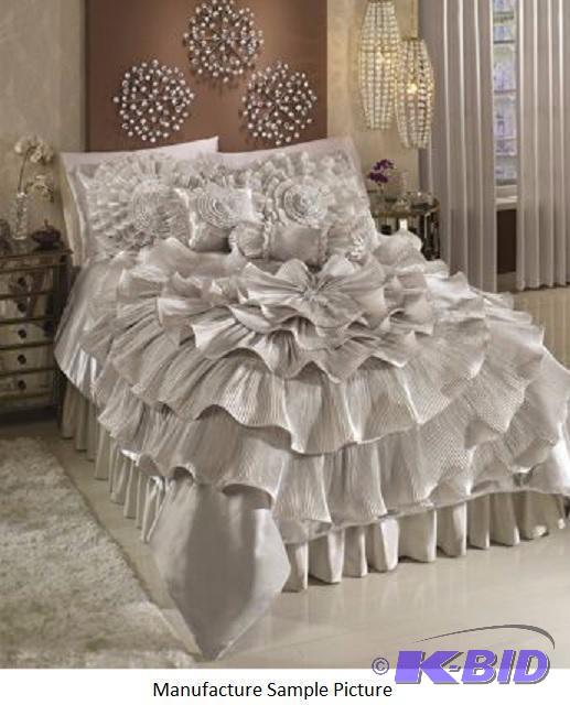 lot 74 image: Bejeweled Romance Comforter - Beige - King Si...
