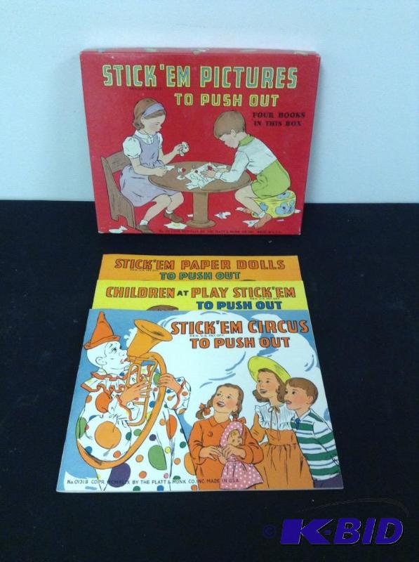 lot 12 image: Vintage Stickem Pictures Activity Books