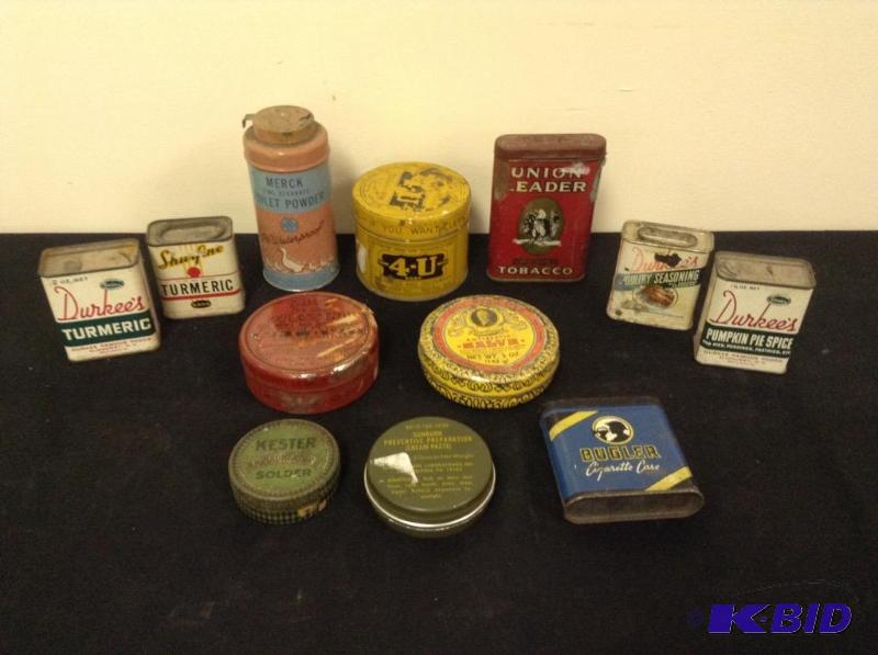 lot 14 image: Great Mixed Lot of Old Vintage Tins - Spices, Tobacco and More