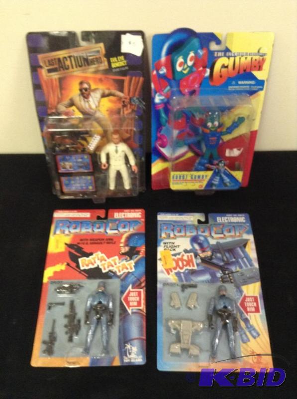 lot 26 image: Two RoboCop Action Figures, Robotic Gumby and The Last Action Hero Figures