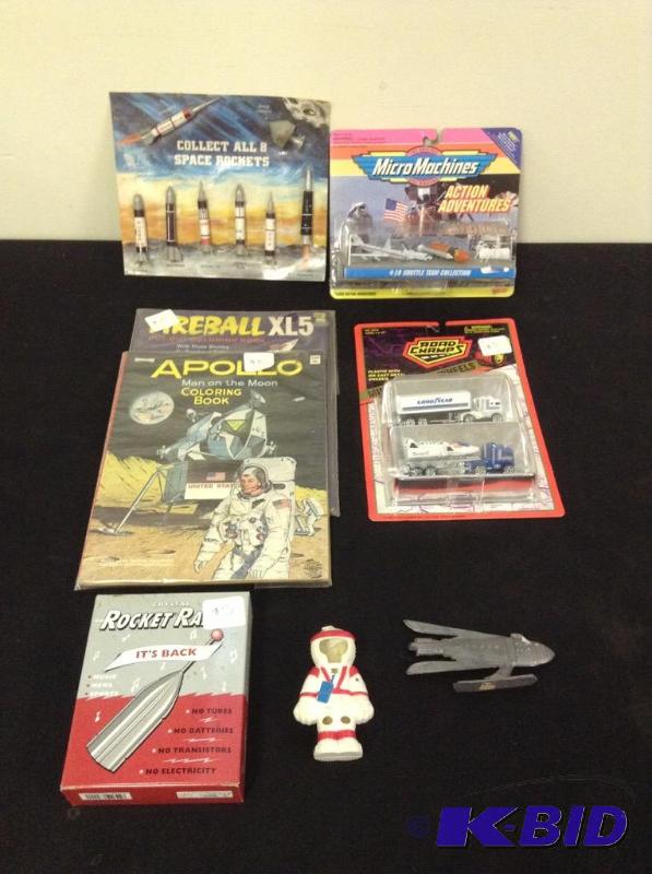 lot 29 image: Space Collectibles - Crystal Rocket Radio, Coloring Books and more
