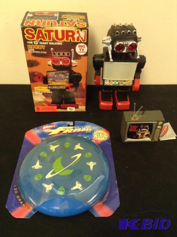 lot 45 image: Space Grouping with Walking Robot, Frisbee and Lost in Space Ornament