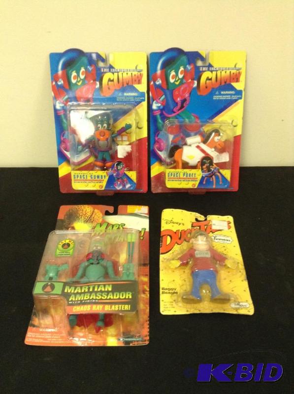 lot 76 image: Three Space Action Figures Gumby and Pokey, Mars Attacks and Ducktails Figure