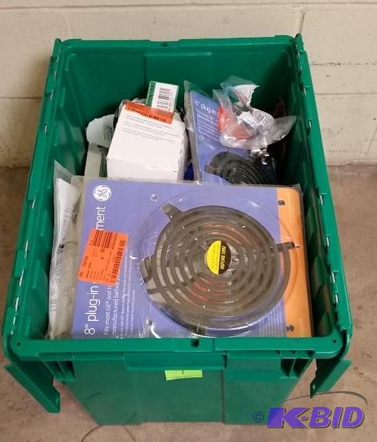 Large Green Storage Bin of Electrical Home Repair Items