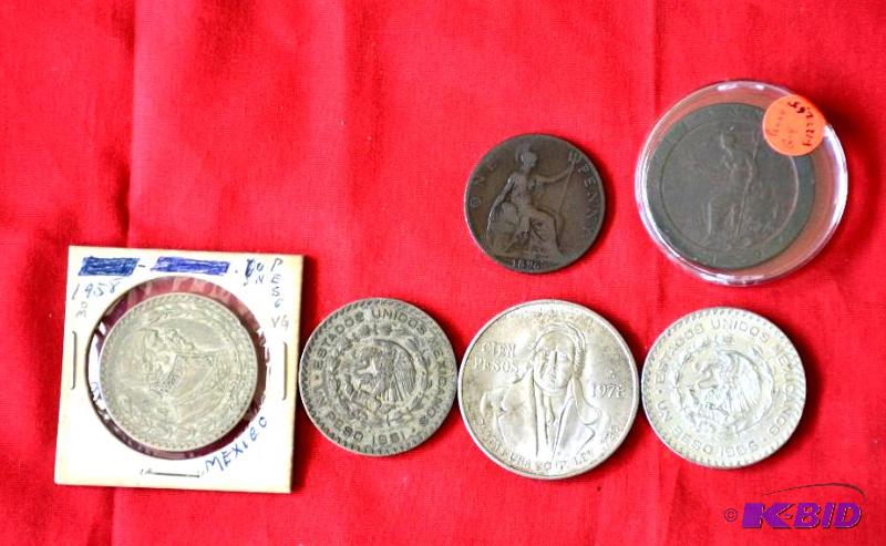 Silver Coins - Mexican one peso 1958 &amp 19...