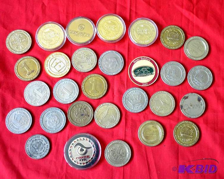 Lot of casino coins- fine silver, approx. 28 ...