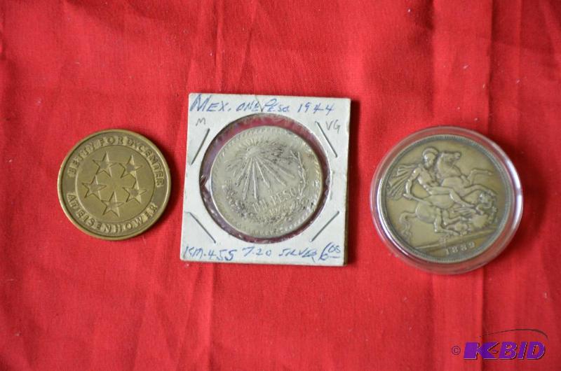 British coin 1889 Mexico 1 peso 1944 Betty Fo...