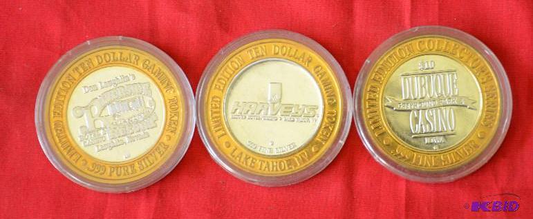 3 Casino tokens- fine silver .999...