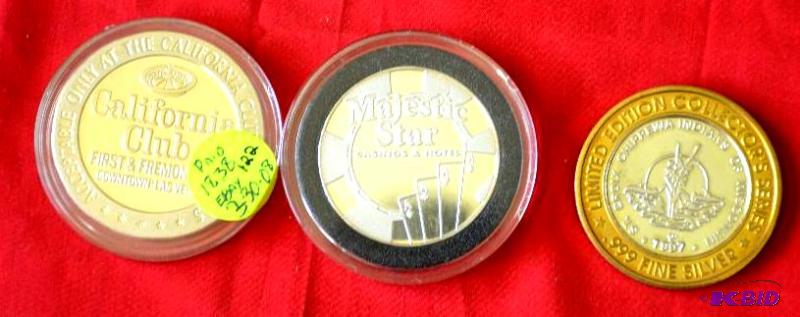 3 Casino coins- fine silver .999...