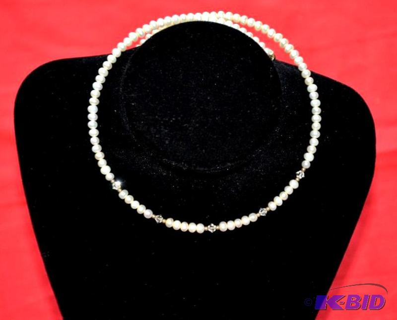 genuine pearl and sterling silver necklace...