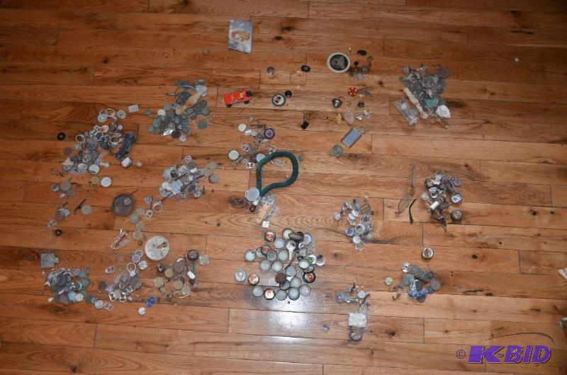coins, bottle caps, items rescued from the Go...