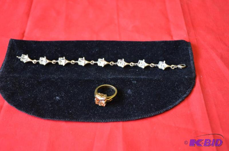 Sterling silver crystal bracelet and ring...