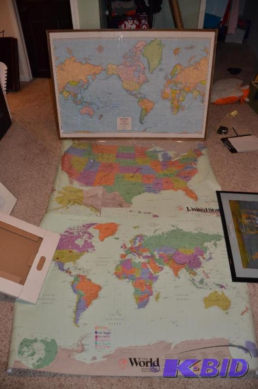Two LARGE vintage world maps 49x39, 49x39&quo...