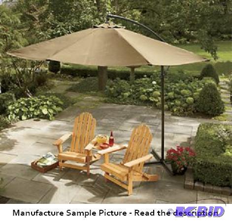 Offset Tilting Umbrella with Stand - Beige - ...