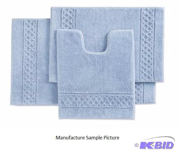 lot 14 image: Three Piece Bath Rug Set - Light Blue - ...
