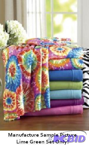 lot 45 image: Soft Jersey Sheet Set  Lime Green  Queen - Wr...