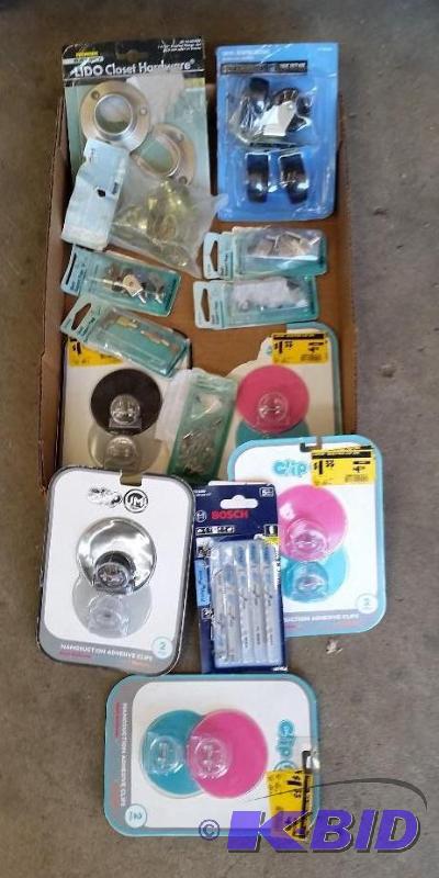 14 Item Misc Clips, Bosch Saw Blades Casters and Clip rings