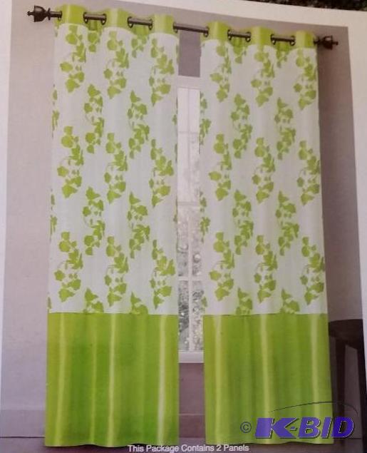 lot 31 image: Serafina Panel Pair Lime Green on White