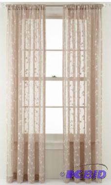 lot 33 image: MarthaWindow Peeking Vine Rod-Pocket Sheer Panel Birchwood