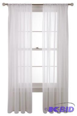 lot 35 image: Martha Window Voile Rod-Pocket Sheer Panel White