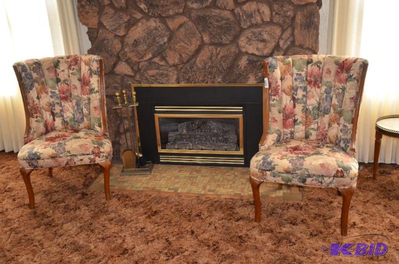 lot 11 image: 2 Antique matching upholstered chairs. Possib...