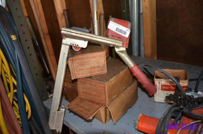 lot 142 image: Group of tools, stapler and other items as se...