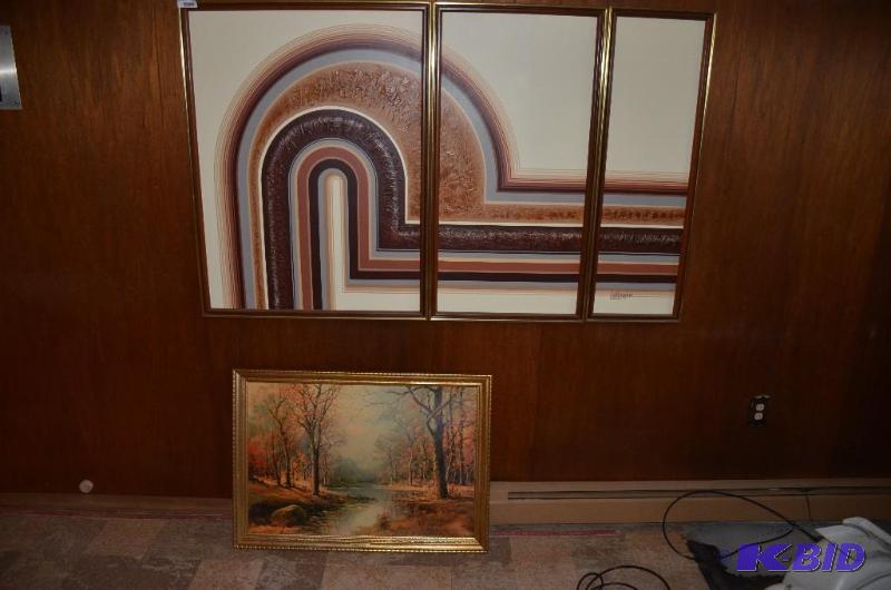 lot 154 image: Letterman oil painting (divided into 3 parts)...