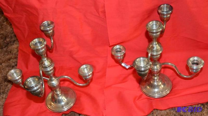 lot 16 image: 2 Candelabras sterling silver 12x8" by W...