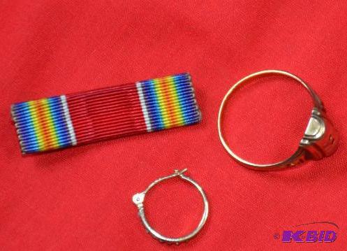 lot 62 image: Josten 10K gold ring 1948, earring may be gol...