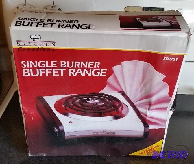 lot 36 image: Kitchen Creations Single Burner Buffet Range.