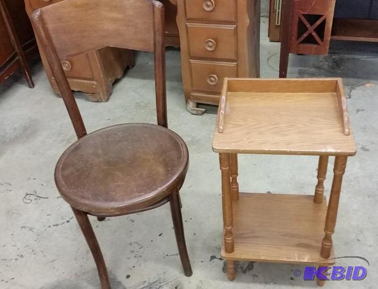 lot 55 image: One Vintage Chair and an Small End Table