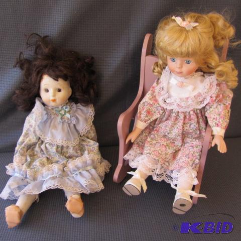 lot 125 image: Porcelain Dolls, Doll Rocker