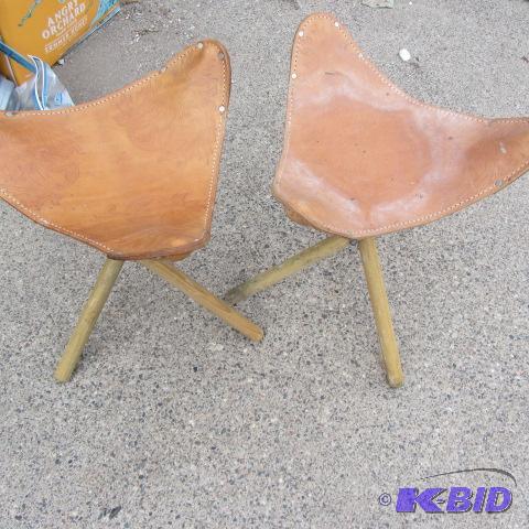 lot 245 image: Leather Three Leg Stools