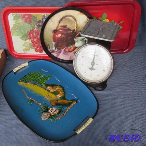 Vintage Kitchen Scale, Trays