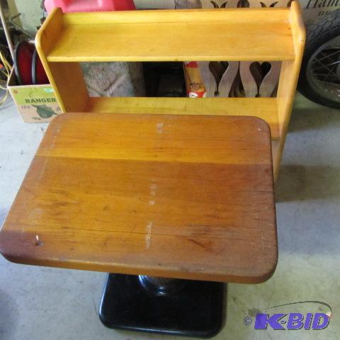 Pedestal Table, Bookshelf