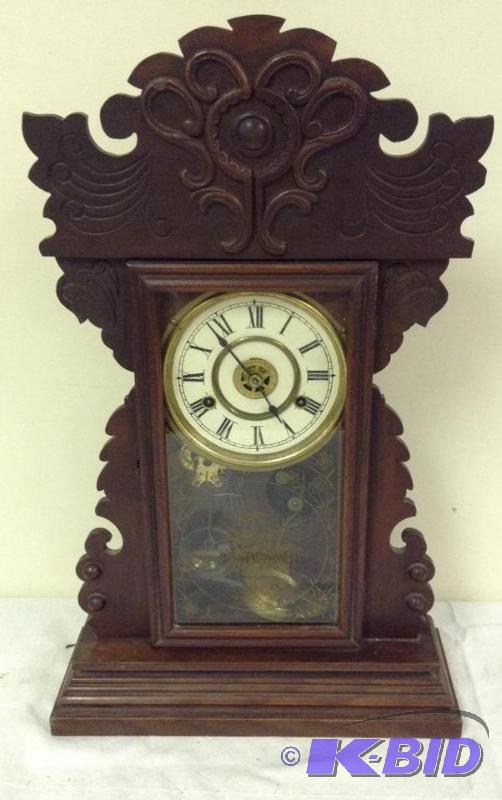 lot 22 image: Gingerbread ShelfMantle Clock