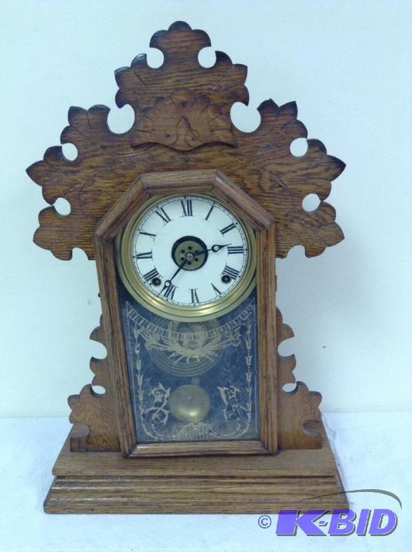 lot 27 image: VintageAntique Kitchen Gingerbread Clock