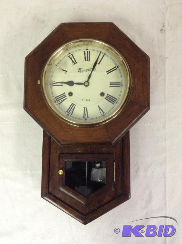 lot 28 image: Vintage Montgomery Ward & Co. Schoolhouse Wall Clock