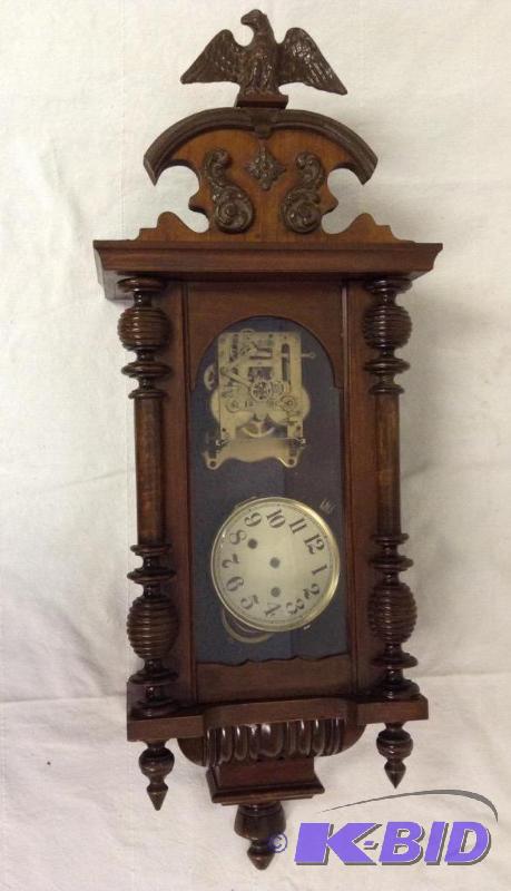 lot 30 image: Gorgeous Large Unmarked Wooden Wall Clock PartsRepair