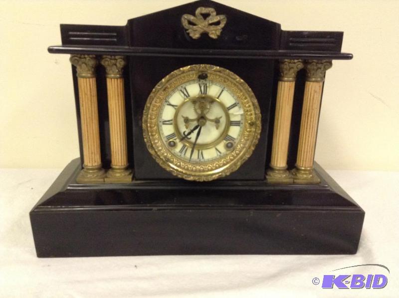 lot 5 image: Ansonia Mantle Clock with ColumnsPillars