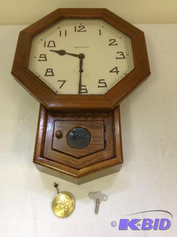 lot 65 image: Vintage New Haven Schoolhouse Clock