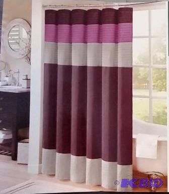 lot 24 image: Madison Park Light, Dark Plum and Silver Fabric Shower Curtain