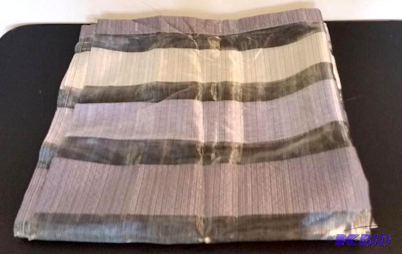 lot 34 image: Studio by JCPSilvers, Purples and Black, Striped, Fabric Shower Curtain.  Out of Package.